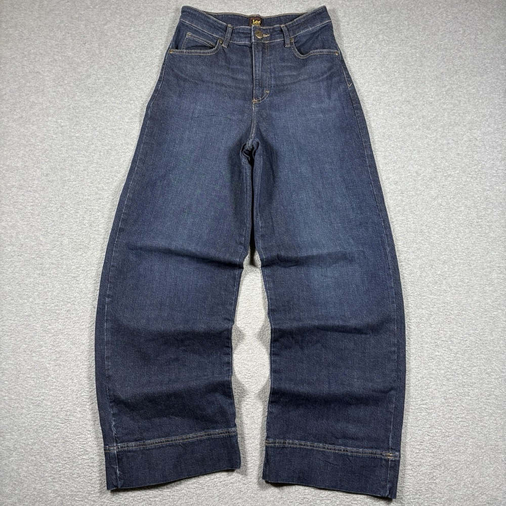 Lee Legendary Trouser Wide Leg Jeans Womens 28x32 Dark Wash High Rise Baggy